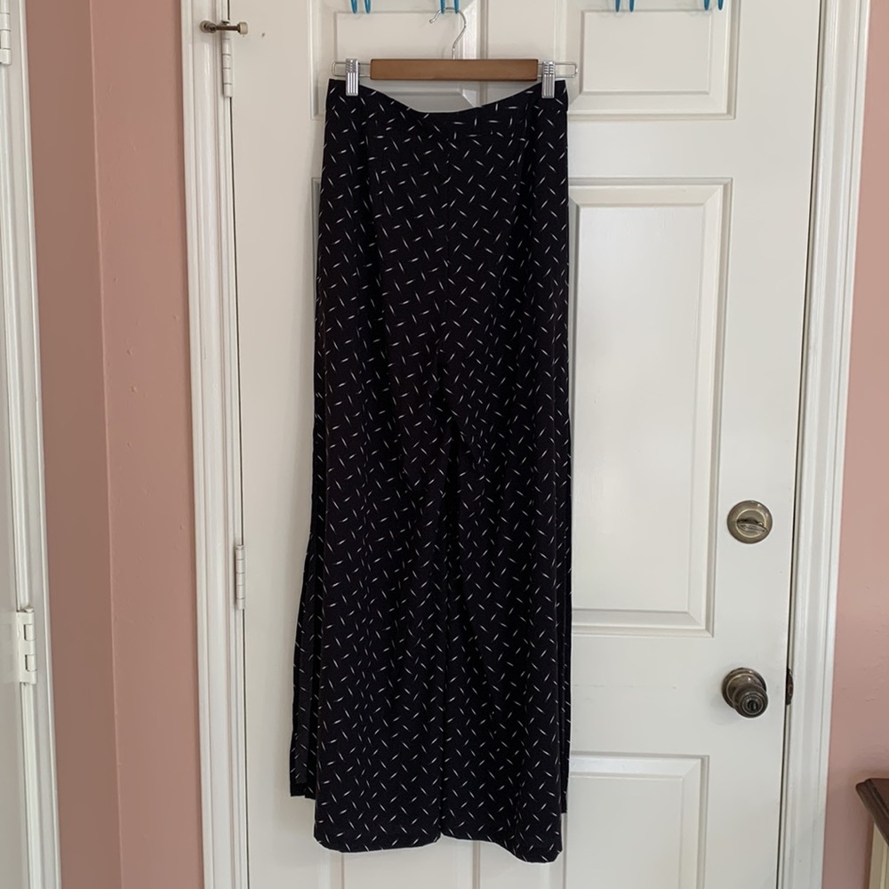 Kensie Split Leg Palazzo wide leg Pant black and white print